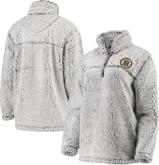 Women's G-iii 4Her by Carl Banks Gray Boston Bruins Sherpa Quarter-Zip Pullover Jacket