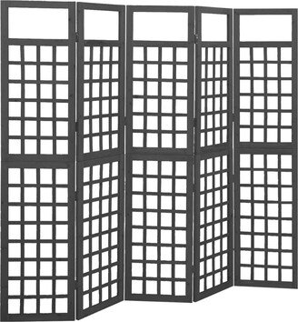 5-Panel Room Divider/Trellis Solid Fir Wood Black 79.3x70.9