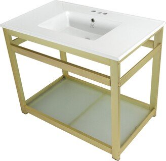 Quadras 37-Inch Console Sink with 4-in Faucet Hole and Base