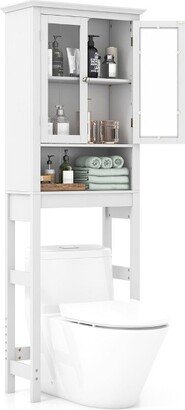 Over The Toilet Storage Cabinet 2-Doors Bathroom Organizer with Adjustable Shelf