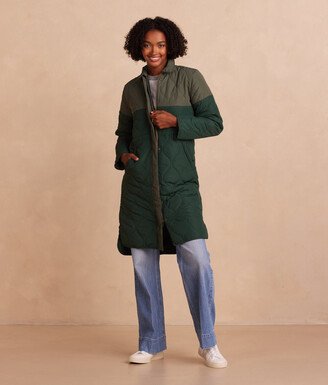 The Long Colorblock Eco Quilted Coat - Olive & Eden