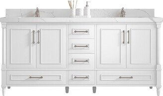 Aberdeen 72 In. W X 22 D Double Sink Bathroom Vanity in White With Quartz Or Marble Countertop | Modern Vanity Premium Q