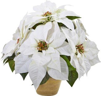 Poinsettia Artificial Arrangement in Ceramic Vase