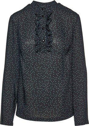 Conquista Polka Dot Blouse With Ruffle Detail