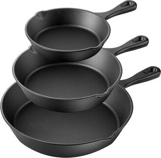 MegaChef Pre-Seasoned 3 Piece Cast Iron Skillet Set