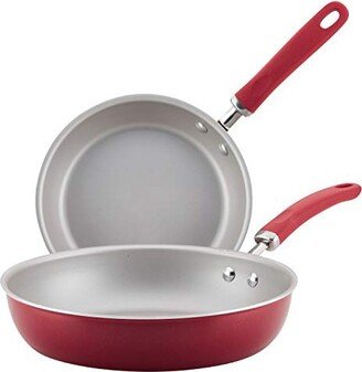 Create Delicious Nonstick Frying Pan Set / Fry Pan Set / Skillet Set - 9.5 Inch and 11.75 Inch, Red