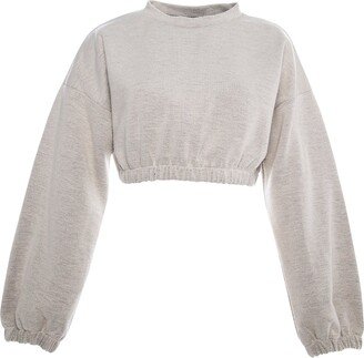 Bee & Alpaca Fresh Crop Top Sweatshirt - Light Beige