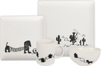 Seven20 4-Piece Ceramic Dinnerware Set With Scribble Characters