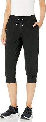 Women's Premium Performance Rib Cuffed Capri Pant (Standard and Plus) (Black) Women's Clothing