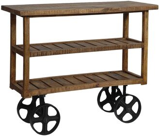 Bengal Manor Mango Wood Industrial Cart - 48x17x39.5