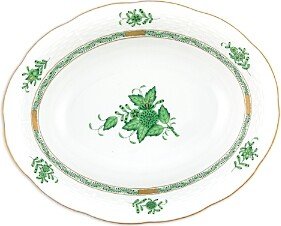 Chinese Bouquet Green Oval Vegetable Dish