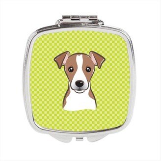 Awesome Apparel Checkerboard Lime Green Jack Russell Terrier Compact Mirror, 2.75 x 3 x .3 In.