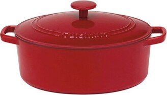 Chef's Classic 5.5qt Red Enameled Cast Iron Oval Casserole with Cover - CI755-30CR