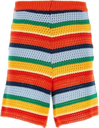 Multicolour Striped Above-The-Knee Shorts