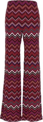 Zigzag High-Waist Straight-Leg Trousers