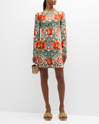 Amaya Floral Sheath Scoop-Back Mini Dress