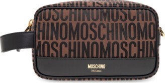 Monogrammed Wash Bag - Brown