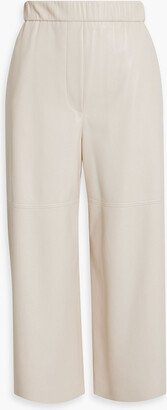 Cropped faux leather wide-leg pants