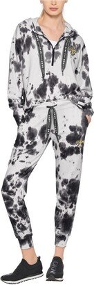 Women's Sport White, Black New Orleans Saints Melody Tie-Dye Jogger Pants - White, Black