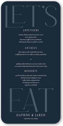 Wedding Menu Cards: One Love Wedding Menu, Blue, 4X8 Flat Menu, Matte, Signature Smooth Cardstock, Rounded