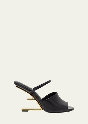 95mm Leather Metallic-Heel Slide Sandals