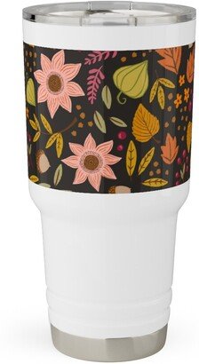 Travel Mugs: Autumn Floral - Dark Travel Tumbler, 30Oz, Multicolor