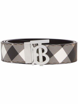 reversible Monogram motif check e-canvas belt