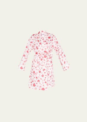 P Jamas Poppy-Print Pique Pima Cotton Robe