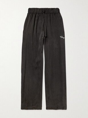 Cherry Los Angeles Wide-Leg Logo-Embroidered TENCEL™ Lyocell Trousers