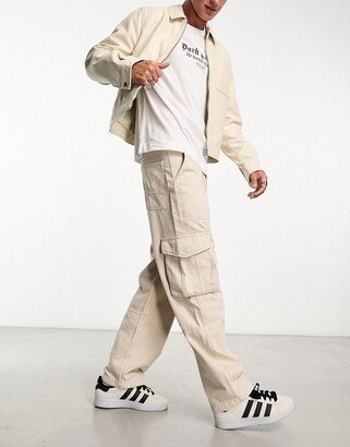 wide leg cargo pants in ecru