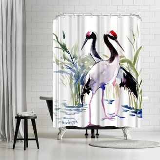 71 x 74 Shower Curtain, Cranes Japanese Suren by Suren Nersisyan