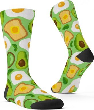 Socks: Deconstructed Avocado Toast - Green Custom Socks, Green