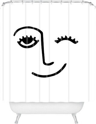 Mambo Art Studio Wink Face Shower Curtain Black