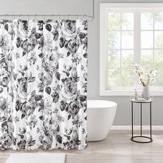 Hannah Floral Printed Shower Curtain Black/White