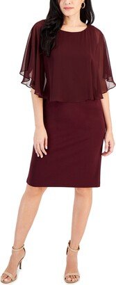 Petite Chiffon-Overlay Sheath Dress