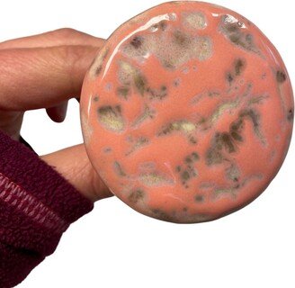 Pink Marbleized Ceramic Stoneware Handmade Wine Stopper 2 Wide