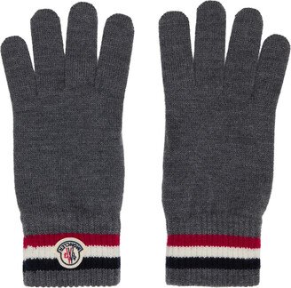 Gray Tricolor Knit Gloves