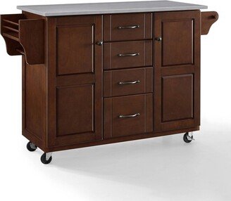 Eleanor Stainless Steel Top Kitchen Cart Mahogany/Stainless Steel