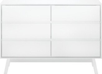 Max & Lily Mid-Century Modern 6-Drawer Dresser, White