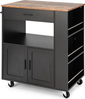 Kitchen Island Cart Rolling Storage Cabinet w/ Drawer & Rack Shelf