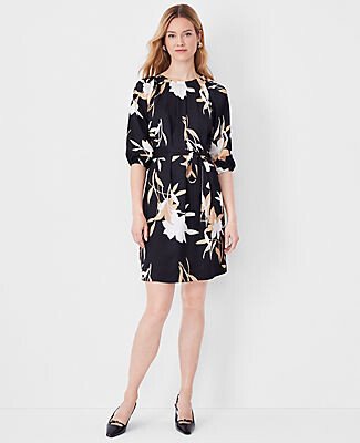 Petite Floral Belted Shift Dress