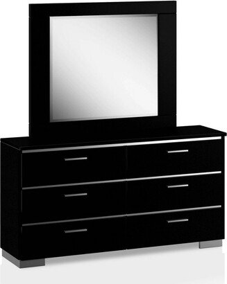 2pc Shorehaven Contemporary Dresser and Mirror Set Black/Chrome - miBasics