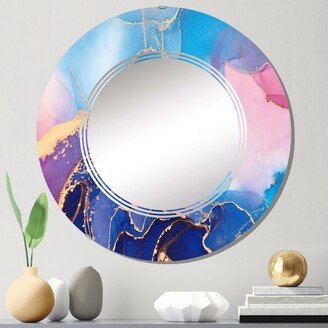 Designart 'Blue And Purple Luxury Abstract Fluid Art V' Printed Modern Wall Mirror