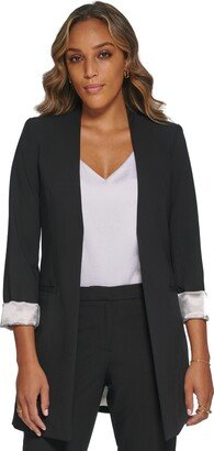 Women's Roll Sleeve Open Front Blazer, Regular and Petite Sizes