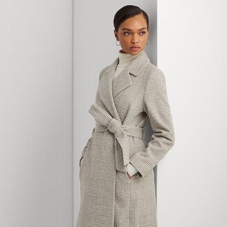 Ralph Lauren Glen Plaid Belted Wool-Blend Wrap Coat