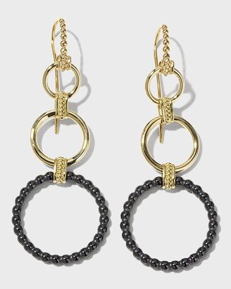 18k Gold Caviar Drop Earrings w/ Black Ceramic