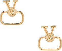 V Logo Stud Earrings in Metallic Gold