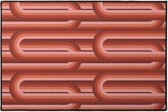 Door Mats: Retro Road - Mauve Multi Door Mat, Red