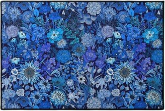 Door Mats: Frozen Flowers Door Mat, Blue