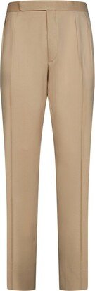 Box-Pleat Straight-Leg Tailored Trousers